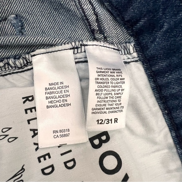 Lucky Brand Blue Boy Mid-Rise Relaxed Straight Leg Distressed Jeans Size 12/31 - Picture 10 of 13